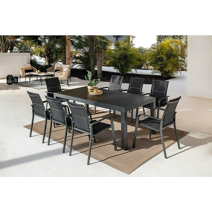 Sunfun Maja Gartentisch Stone (L x B x H: 300 x 100 x 74 cm, Tischplatte aus Stein, Ausziehbar, Anthrazit) | BAUHAUS
