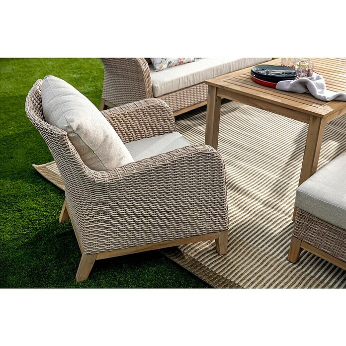 Sunfun Conjunto de muebles Lola (6 pzs., Ratán sintético/Madera de acacia, Marrón) | BAUHAUS