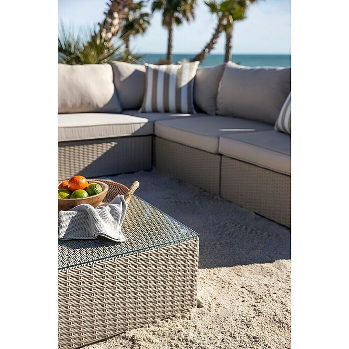 Sunfun Conjunto de muebles Ocala II (6 pzs., Ratán sintético/Aluminio, Crema) | BAUHAUS