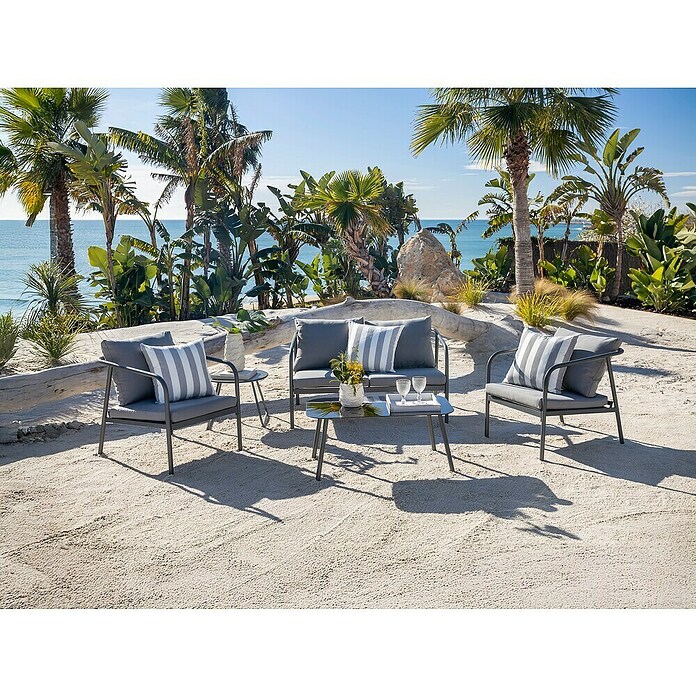 Conjunto de muebles Wesely (4 pzs., Acero/Poliéster, Gris) | BAUHAUS