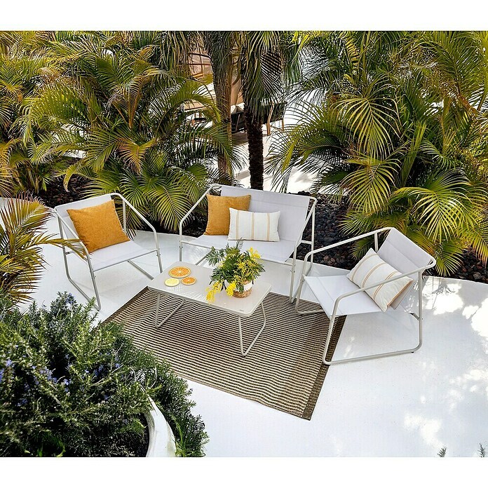 Conjunto de muebles Kateli (4 pzs., Acero/Textiline, Beige) | BAUHAUS