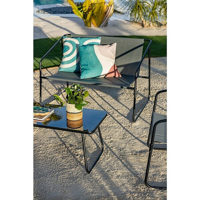 Conjunto de muebles Kateli (4 pzs., Acero/Textiline, Antracita) | BAUHAUS
