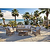 Sunfun Conjunto de muebles Soraya (4 pzs., Ratán sintético/Aluminio/Poliéster, Beige/Gris) | BAUHAUS