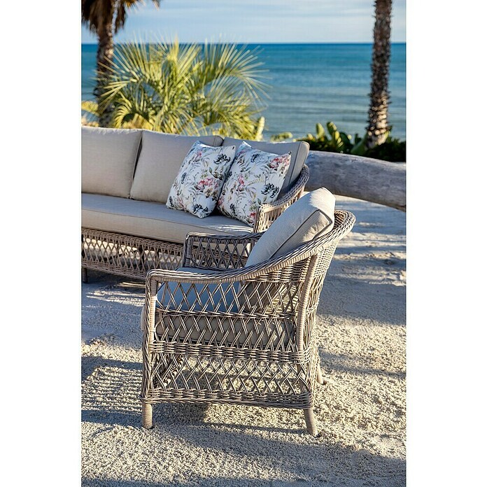 Sunfun Conjunto de muebles Soraya (4 pzs., Ratán sintético/Aluminio/Poliéster, Beige/Gris) | BAUHAUS