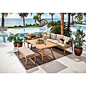 Sunfun Conjunto de muebles Monti (6 pzs., Aluminio con transferencia térmica de teca/Poliéster, Marrón/Gris) | BAUHAUS