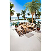Sunfun Conjunto de muebles Monti (6 pzs., Aluminio con transferencia térmica de teca/Poliéster, Marrón/Gris) | BAUHAUS