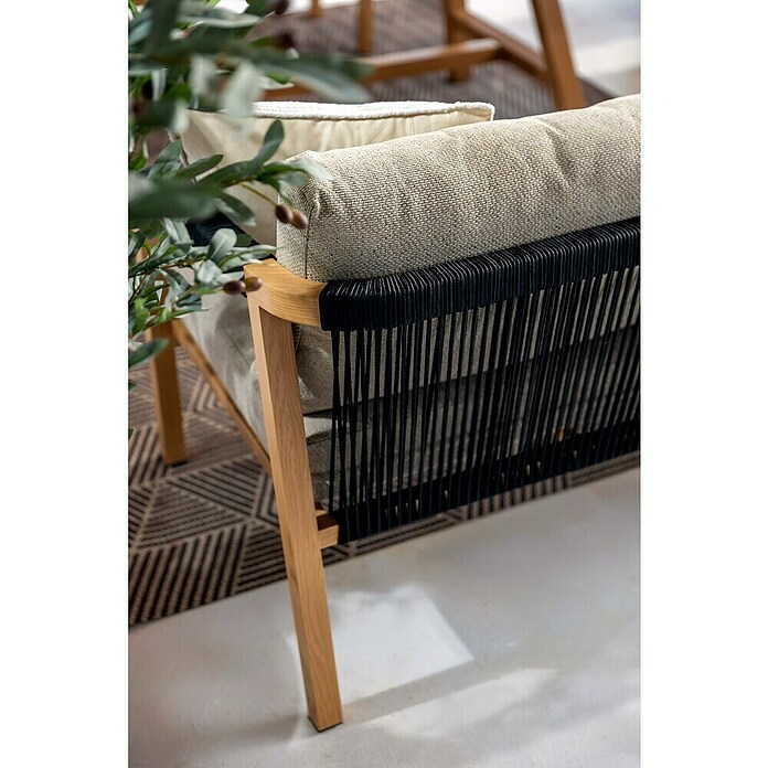 Sunfun Conjunto de muebles Monti (6 pzs., Aluminio con transferencia térmica de teca/Poliéster, Marrón/Gris) | BAUHAUS