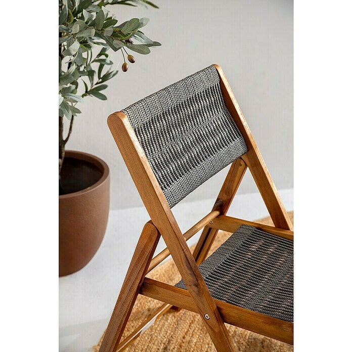Conjunto de muebles de balcón Santorini (3 pzs., Madera de acacia/Cuerda sintética, Marrón/Gris) | BAUHAUS