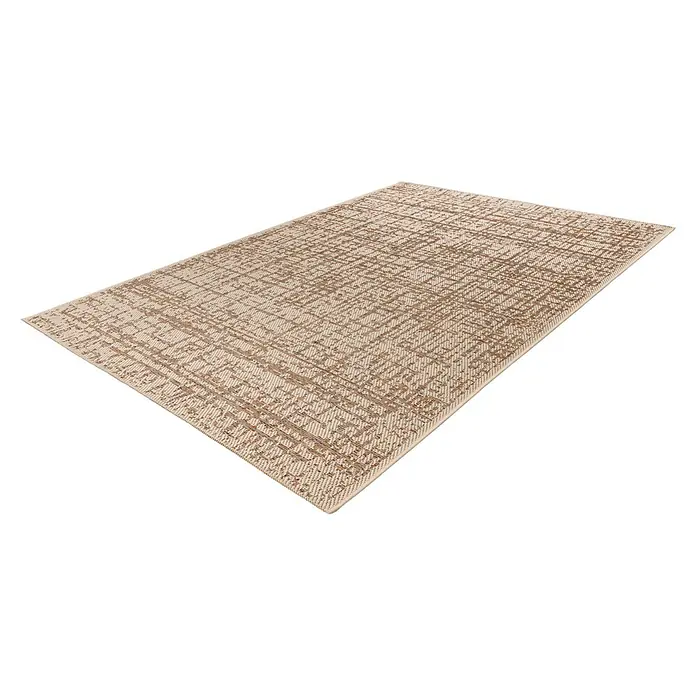Outdoor-Teppich Fiesta - 150 x 80 cm - Rechteckiger beiger und brauner Teppich mit gewebter Musterung.
