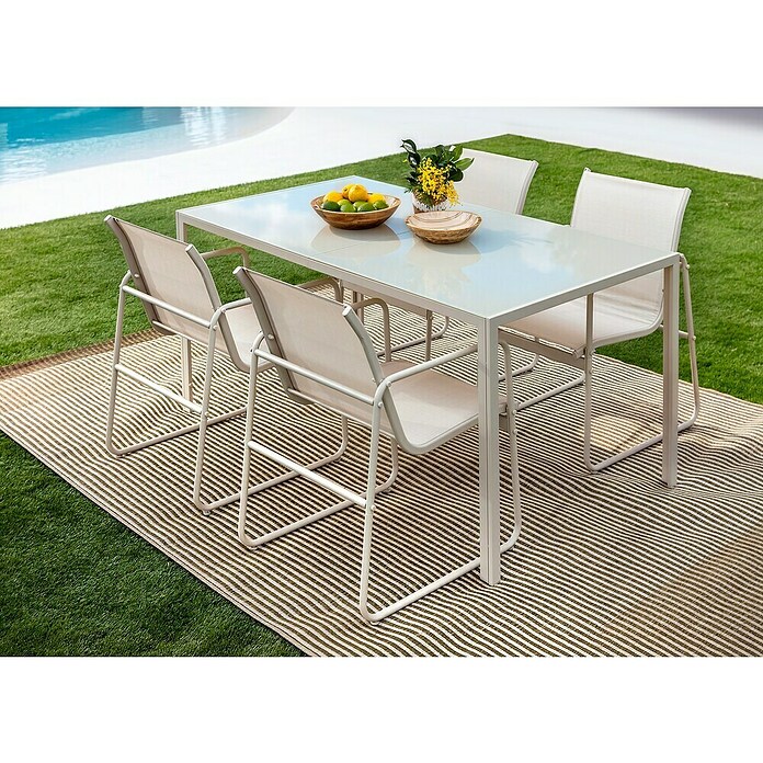 Conjunto de muebles Bicoir (5 pzs., Acero/Textiline, Beige) | BAUHAUS