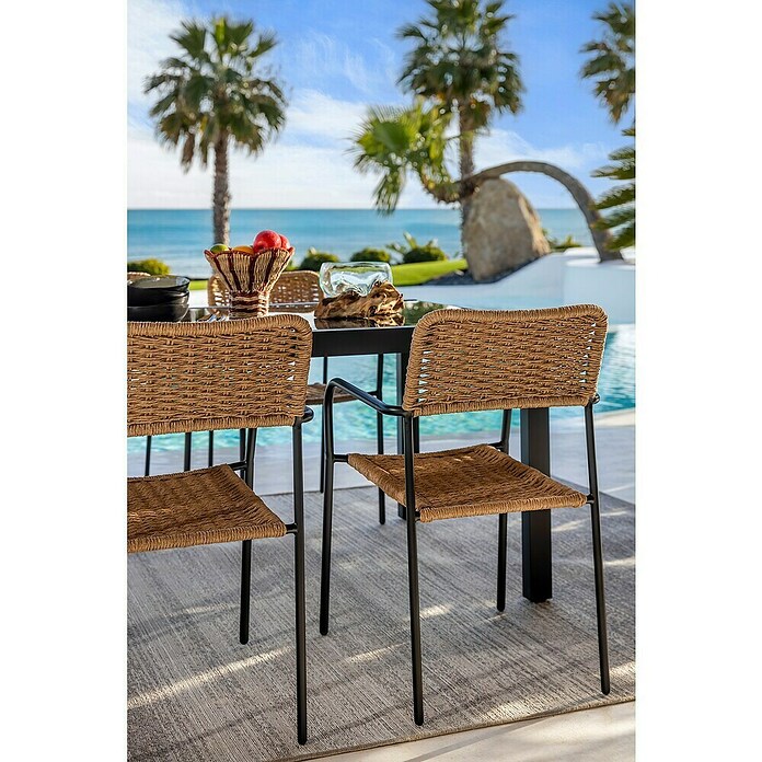 Silla de jardín Spire (L x An x Al: 58 x 52 x 84 cm, Marrón, Ratán sintético/Acero) | BAUHAUS
