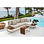 Conjunto de muebles Lynne (3 pzs., Aluminio/Polywood/Poliéster, Blanco/Beige) | BAUHAUS