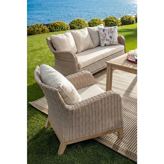 Sunfun Conjunto de muebles Lola (6 pzs., Ratán sintético/Madera de acacia, Marrón) | BAUHAUS