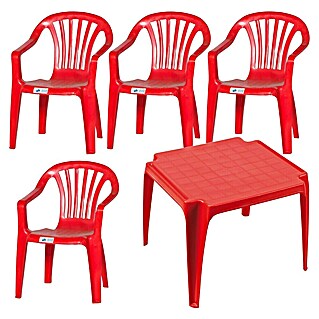 Progarden Kinder-Gartenmöbel-Set (Rot, Kunststoff)