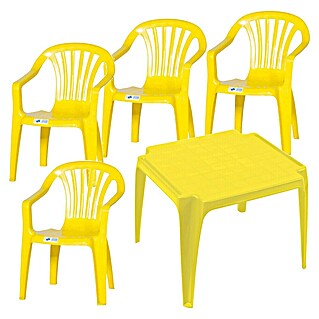 Progarden Kinder-Gartenmöbel-Set (Gelb, Kunststoff)