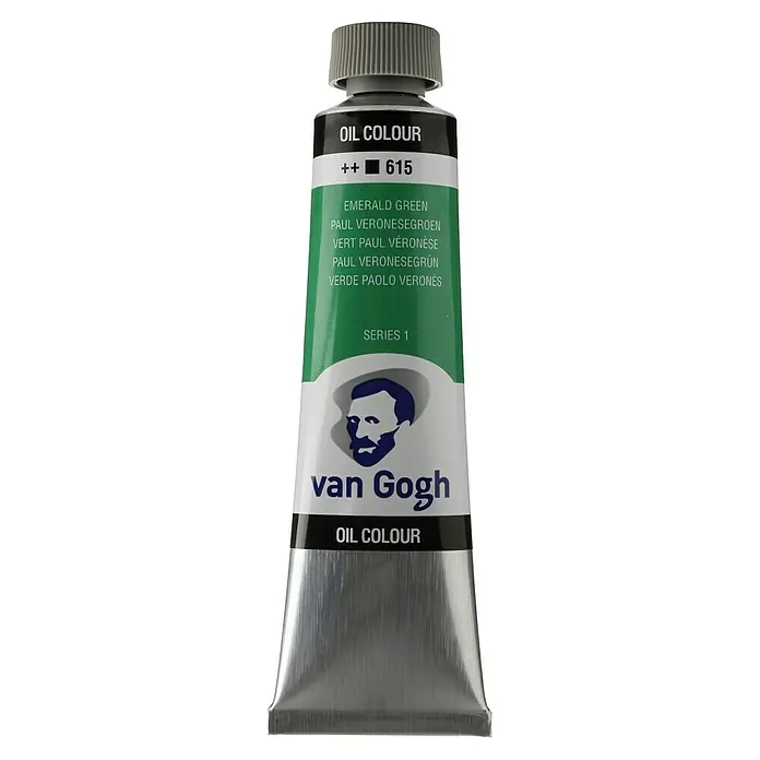Talens Van Gogh Pintura al óleo - Verde Paolo veronés, 40 ml, Tubo - Tubo de pintura al óleo Van Gogh en "Verde Esmeralda", con el retrato del artista en la parte frontal. Ideal para artistas y aficionados.