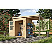 Karibu Gartenhaus Timmo (Außenmaß inkl. Dachüberstand (B x T): 329 x 142 cm, Holz, Natur, Mit Anbau) | BAUHAUS