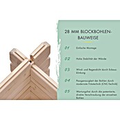 Karibu Gartenhaus Malta (Außenmaß inkl. Dachüberstand (B x T): 614 x 333 cm, Holz, Natur, Mit Seitendach) | BAUHAUS