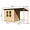 Karibu Gartenhaus Timmo (Außenmaß inkl. Dachüberstand (B x T): 390 x 236 cm, Holz, Natur, Mit Anbau) | BAUHAUS