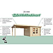 Karibu Gartenhaus Malta (Außenmaß inkl. Dachüberstand (B x T): 614 x 333 cm, Holz, Natur, Mit Seitendach) | BAUHAUS