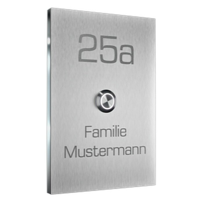 Heidemann Klingeltaster Designline Platte M mit Personalisierung (Mit Namensschild, Konfigurierbar (Anthrazit, Grau), Drahtgebunden, 100 x 100 x 2 mm, Edelstahl) | BAUHAUS
