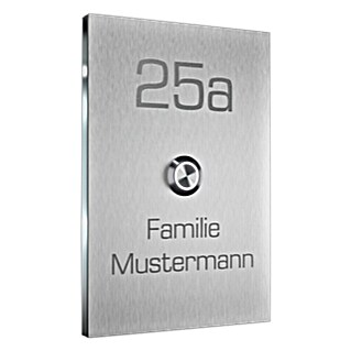 Heidemann Klingeltaster Designline Platte M mit Personalisierung (Mit Namensschild, Konfigurierbar (Anthrazit, Grau), Drahtgebunden, 100 x 100 x 2 mm, Edelstahl)