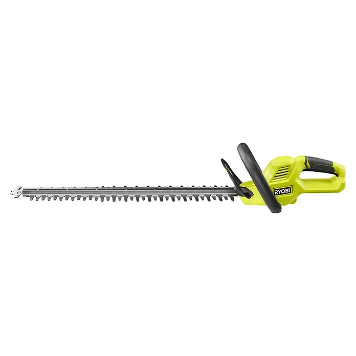 Ryobi Max Power Akku-Heckenschere RY36HT60A - 36 V, Li-Ionen, Ohne Akku, Schnittlänge: 60 cm - Ryobi Heckenschere mit neongelbem und schwarzem Gehäuse und silbernen Metallklingen.
