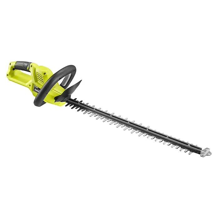 Ryobi Max Power Akku-Heckenschere RY36HT60A - 36 V, Li-Ionen, Ohne Akku, Schnittlänge: 60 cm - Limettengrüner und schwarzer elektrischer Heckenschneider mit langer Metallklinge.