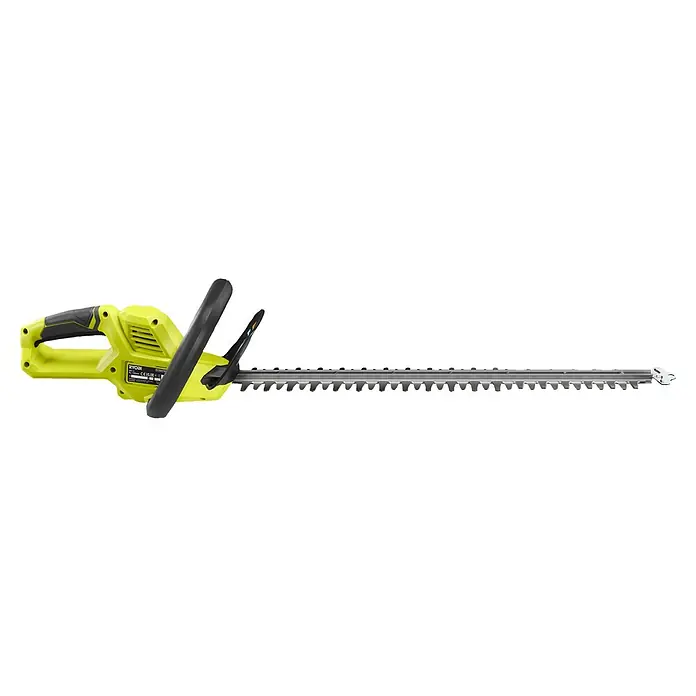 Ryobi Max Power Akku-Heckenschere RY36HT60A - 36 V, Li-Ionen, Ohne Akku, Schnittlänge: 60 cm - Limettengrüner und schwarzer Heckenschneider mit langen Metallklingen.