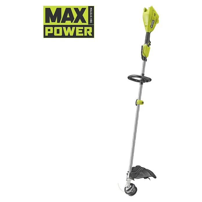 Ryobi Max Power Akku-Rasentrimmer RY36LT38A - 36 V, Li-Ionen, Ohne Akku, Schnittbreite Faden: 38 cm - Ryobi MAX POWER 36V Akku-Rasentrimmer in Limettengrün und Schwarz.