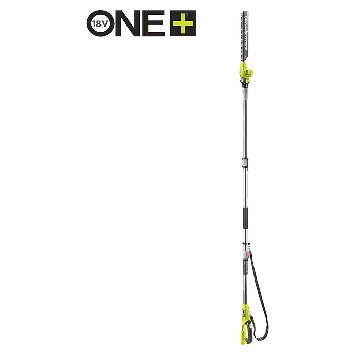 Ryobi ONE+ Teleskop-Heckenschere RY18PHT40A-0 - 18 V, Li-Ionen, Anzahl Akkus: Ohne Akku, Schnittlänge: 40 cm - Ryobi ONE+ 18V Teleskop-Heckenschere mit langem, ausziehbarem Schaft in Grün und Schwarz.