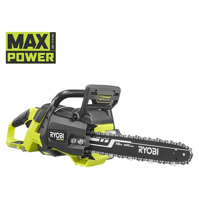 Ryobi Max Power Akku-Kettensäge Edge RY36CSX40D - 36 V, Ohne Akku, Schwertlänge: 40 cm - Ryobi Max Power bürstenlose Kettensäge in Schwarz-Limettengrün, mit 16-Zoll (400mm) Schwert.