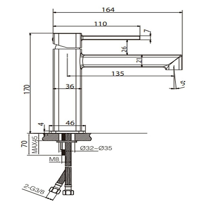 Camargue Bolonia Grifo de lavabo (Altura: 17 cm, Cromo) | BAUHAUS
