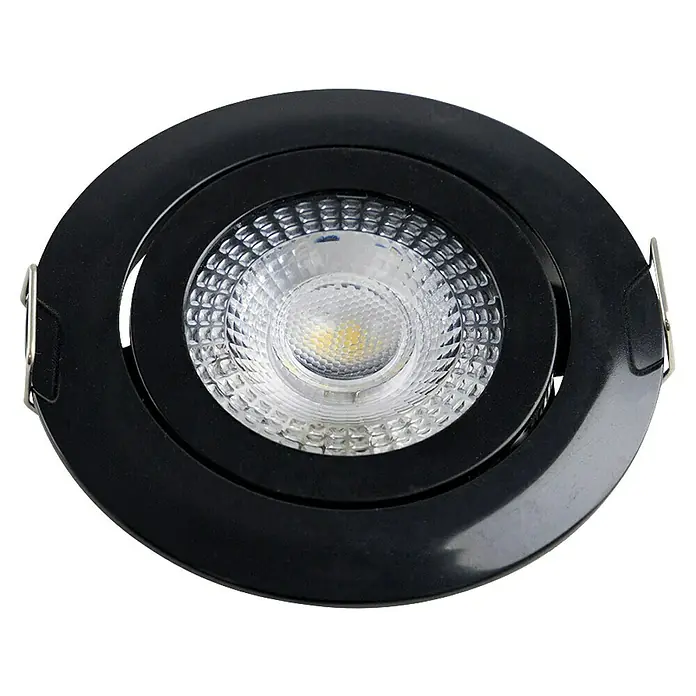 Alverlamp Foco empotrable MiaLuz - 5 W, Ø x Al: 82 cm x 30 mm, Negro, 5 ud. - Foco LED empotrable negro con lente texturizada transparente y clips de montaje.