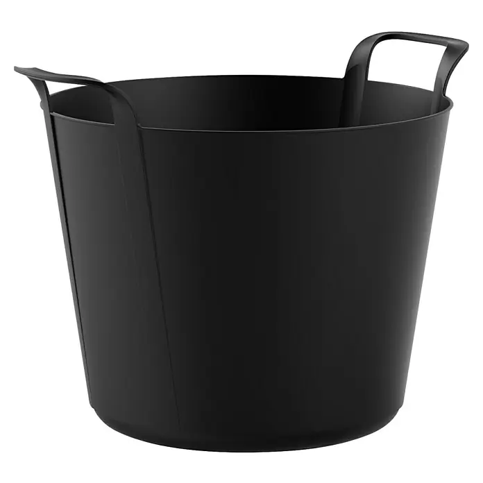 Plastiken Capazo multiusos - 42 l, Negro, Polietileno - Cubo flexible de plástico negro con asas integradas.