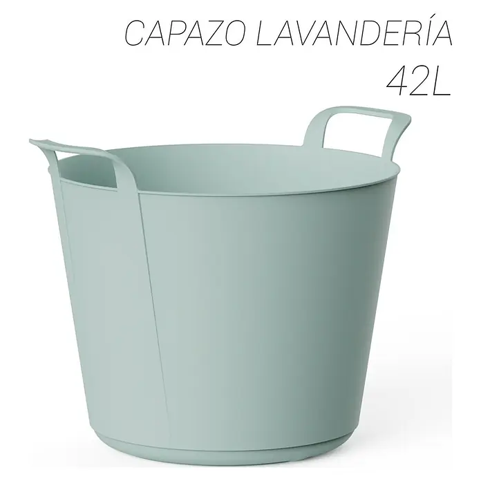 Plastiken Capazo multiusos - 42 l, Menta, Polietileno - Capazo de lavandería flexible verde claro con asas, 42L.
