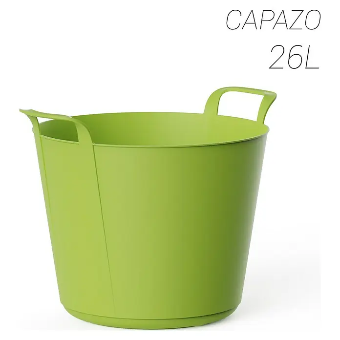 Plastiken Capazo multiusos - 26 l, Pistacho, Polietileno - Cubo flexible verde de 26 litros con dos asas integradas.