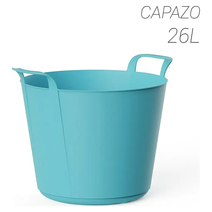 Plastiken Capazo multiusos - 26 l, Azul, Polietileno - Cubo flexible Capazo azul claro de 26L con dos asas.