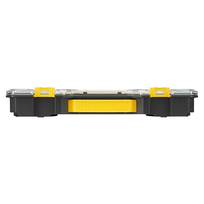 Stanley FatMax Estuche para piezas pequeñas Pro-Stack™ FMST17838-1 - An x Pr x Al: 438 x 245 x 70 mm, Número de compartimentos: 20 ud. - Caja organizadora negra y amarilla con tapa transparente y cierres amarillos para el almacenamiento de piezas pequeñas.
