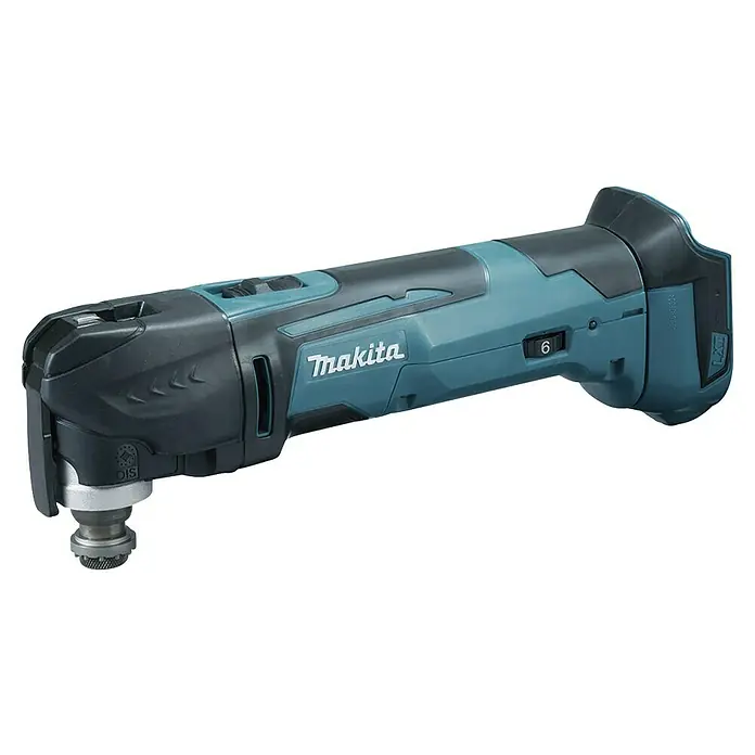 Makita LXT 18V Herramienta rotativa a batería - 18 V, Iones de litio, Sin batería - Multiherramienta oscilante inalámbrica Makita gris y negra con dial de velocidad y accesorio OIS.