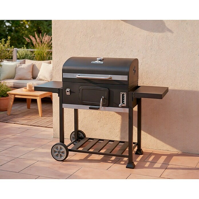 Kingstone Smoker Black Angus XXL (Mit Rollwagen, Hauptgrillfläche: 70 x 43,5 cm)