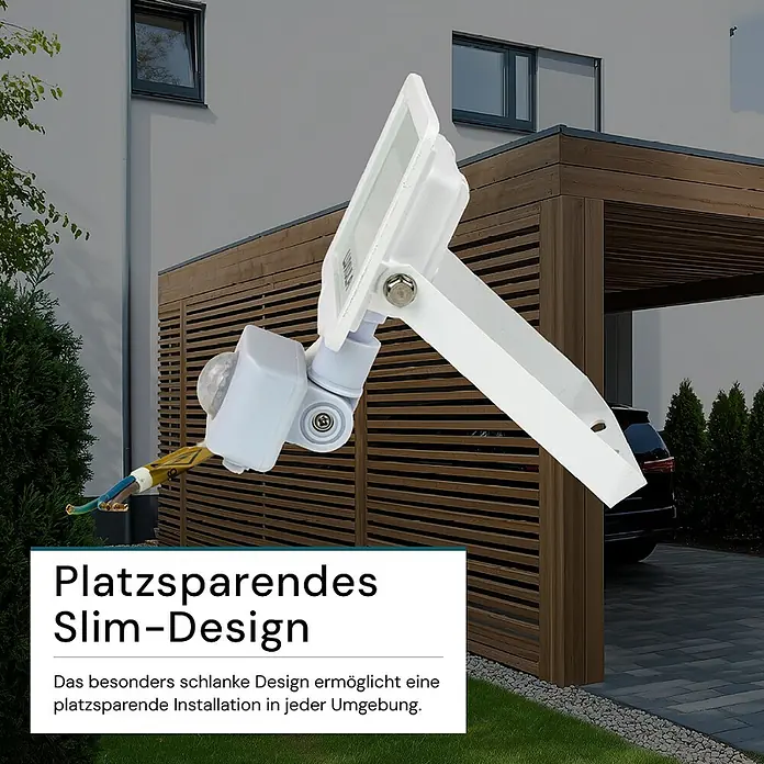 Luxula LED-Sensor-Strahler - 10 W, 1.000 lm, 4.000 K, L x B x H: 10,8 x 5,5 x 15,5 cm, IP65