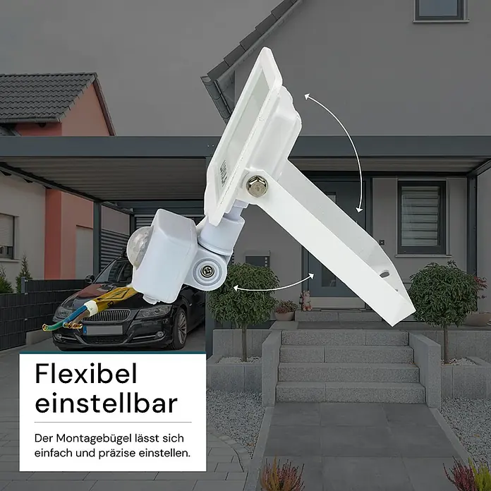 Luxula LED-Sensor-Strahler - 10 W, 1.000 lm, 3.000 K, L x B x H: 10,8 x 5,5 x 15,5 cm, IP65