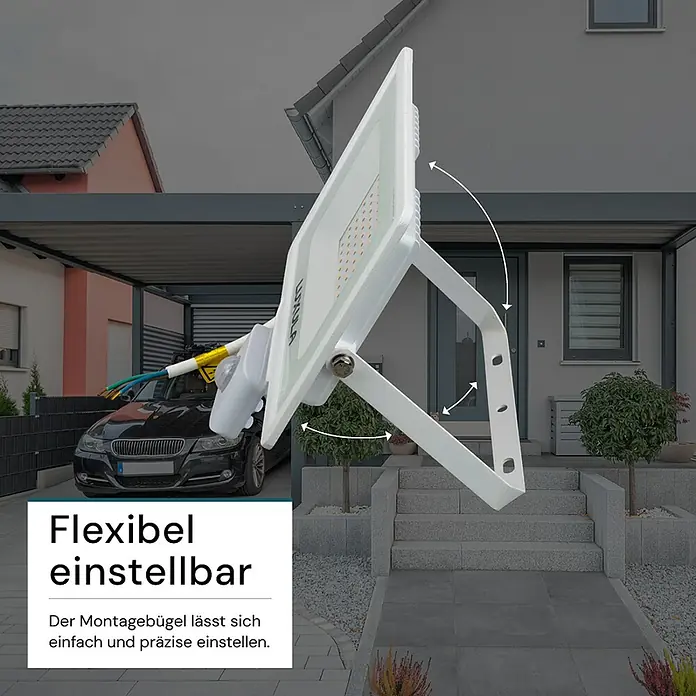 Luxula LED-Sensor-Strahler - 50 W, 5.000 lm, 4.000 K, L x B x H: 21,7 x 4,5 x 23 cm, IP65