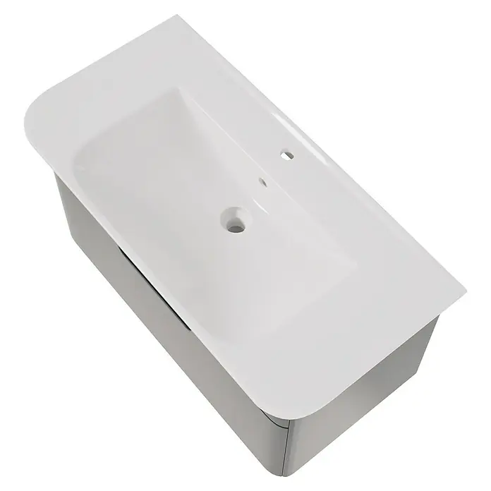VitrA Sento Badmöbel-Set Sento - 98 cm, Anthrazit, Griffmulde - Weißes Keramikwaschbecken mit integriertem grauem Waschtischunterschrank, mit Hahnlöchern und Abfluss.