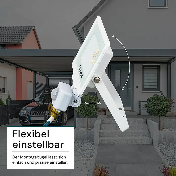 Luxula LED-Sensor-Strahler - 20 W, 2.000 lm, 3.000 K, L x B x H: 14,3 x 5,5 x 18 cm, IP65