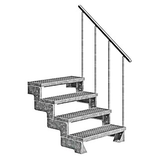 Dolle Außentreppe Gardentop Gitterrost (Breite: 80 cm, Anzahl Stufen: 4 Stk., Farbe Stufen: Silber, Geschosshöhe: 72 cm - 88 cm)