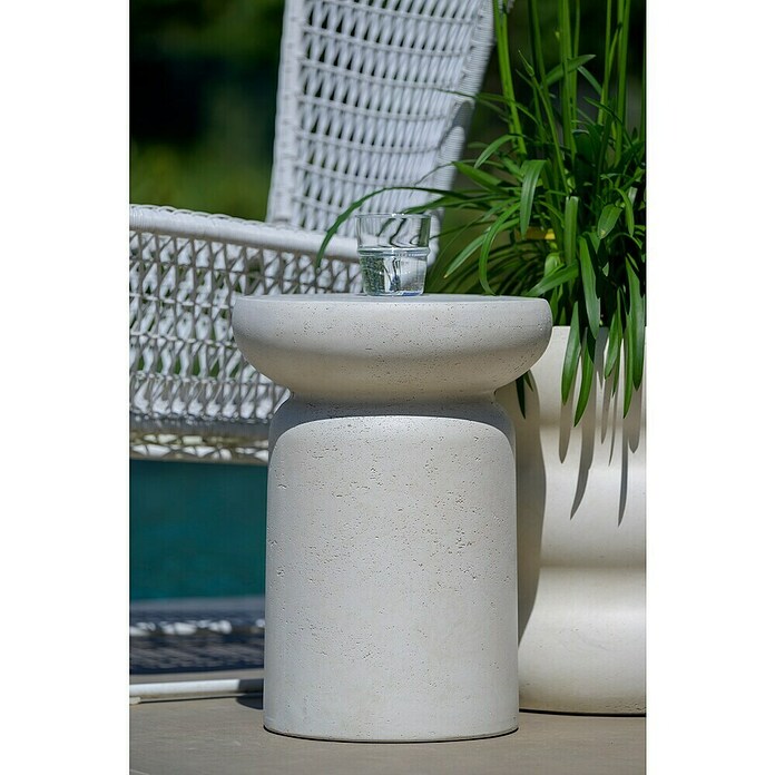 Bijzettafel Franklin (Buitenmaat (Ø x h): 34 x 46 cm, Samengesteld materiaal, Ecru) | BAUHAUS