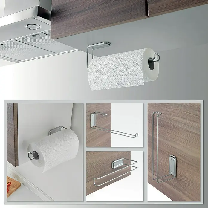Metaltex Küchenrollenhalterung Multi Roll - L x B x H: 30 x 10 x 3 cm, Kleben - Küchenrollenhalter aus Metall, der unter einem Küchenschrank befestigt ist, um eine Küchenrolle aufzunehmen.