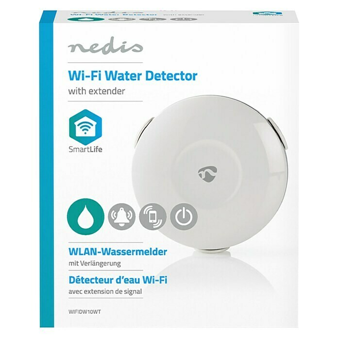 Nedis Smartlife Funk-WassermelderAkkubetrieben, Ø x H: 115 x 6 mm Front View